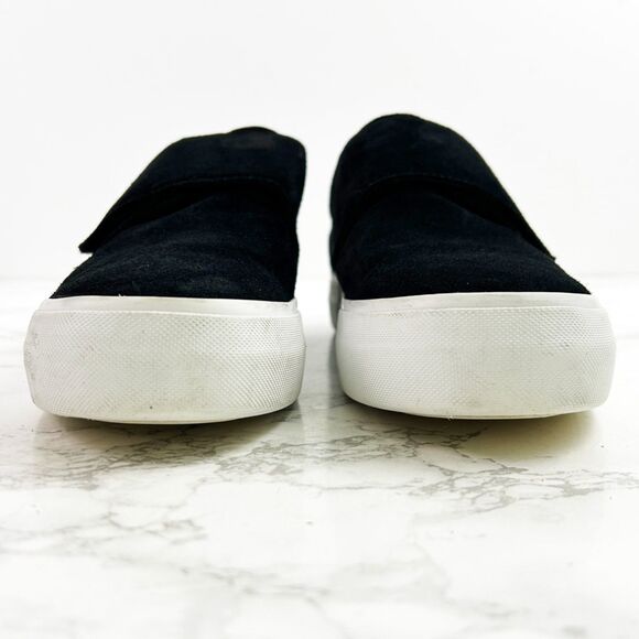 Vince. Cage Suede Leather Platform Sneakers (7.5) in Black Velcro Slip-On Loafer - Picture 4 of 14
